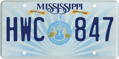 MS license plate HWC847