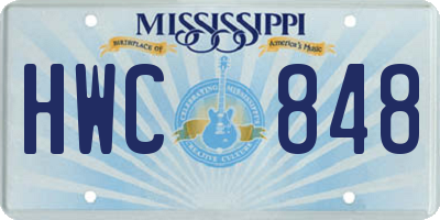 MS license plate HWC848