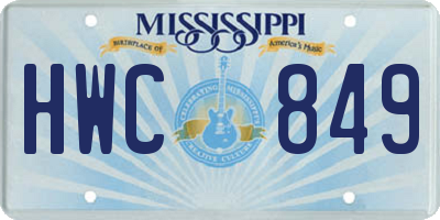MS license plate HWC849