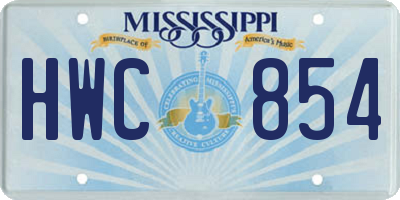 MS license plate HWC854