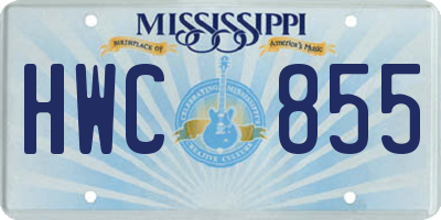 MS license plate HWC855