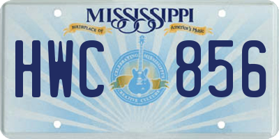 MS license plate HWC856
