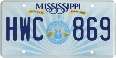 MS license plate HWC869