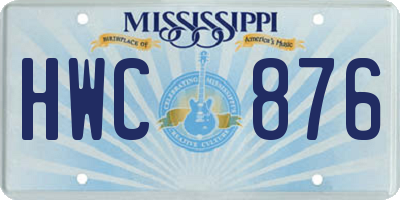 MS license plate HWC876
