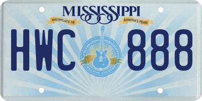 MS license plate HWC888
