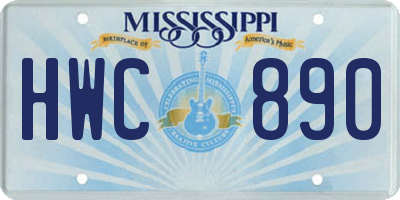 MS license plate HWC890
