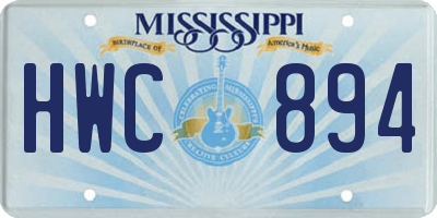 MS license plate HWC894
