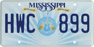 MS license plate HWC899