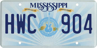 MS license plate HWC904