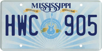 MS license plate HWC905