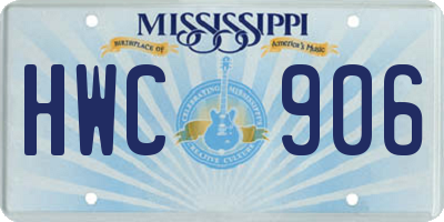 MS license plate HWC906