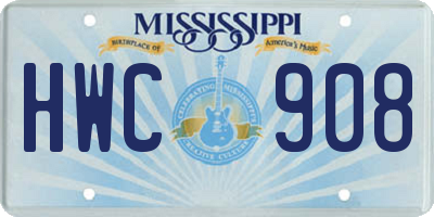 MS license plate HWC908