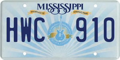 MS license plate HWC910