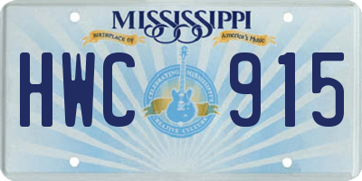 MS license plate HWC915