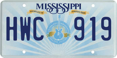 MS license plate HWC919