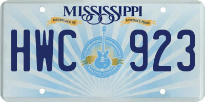MS license plate HWC923