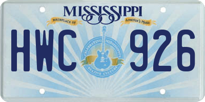 MS license plate HWC926