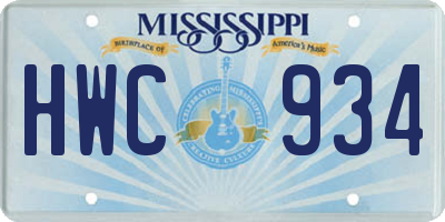 MS license plate HWC934