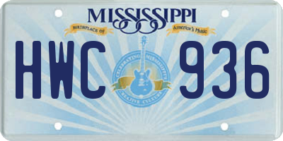 MS license plate HWC936