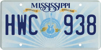 MS license plate HWC938