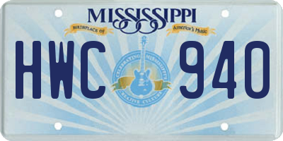 MS license plate HWC940