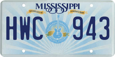 MS license plate HWC943