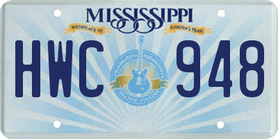 MS license plate HWC948