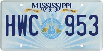 MS license plate HWC953