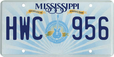 MS license plate HWC956