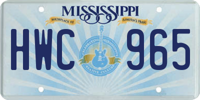 MS license plate HWC965