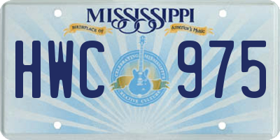 MS license plate HWC975