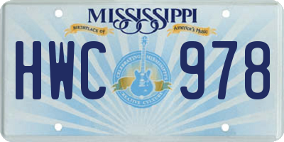 MS license plate HWC978