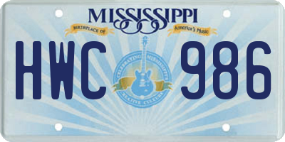 MS license plate HWC986