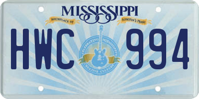 MS license plate HWC994
