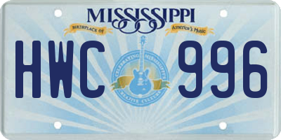 MS license plate HWC996
