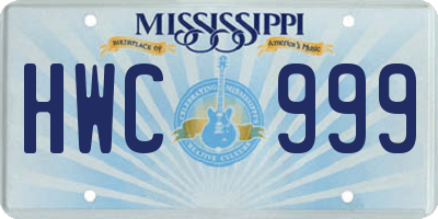 MS license plate HWC999