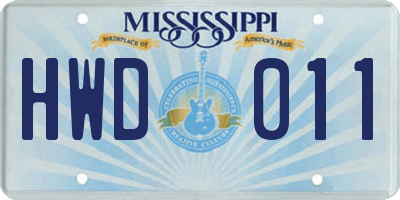 MS license plate HWD011