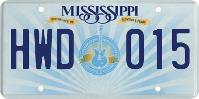 MS license plate HWD015
