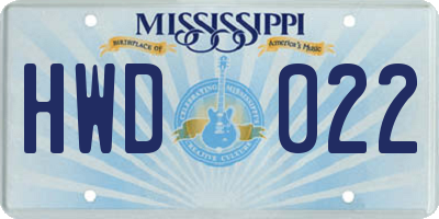 MS license plate HWD022