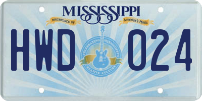 MS license plate HWD024