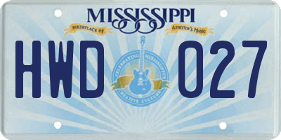 MS license plate HWD027
