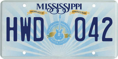 MS license plate HWD042