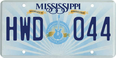 MS license plate HWD044