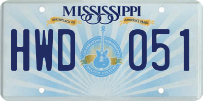 MS license plate HWD051