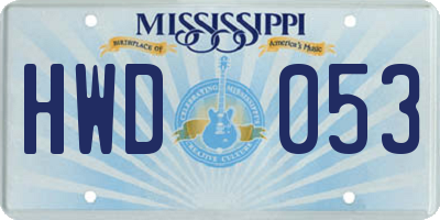 MS license plate HWD053