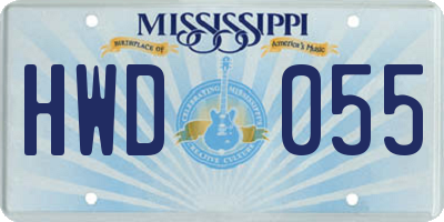 MS license plate HWD055