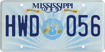 MS license plate HWD056