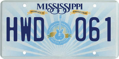 MS license plate HWD061