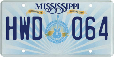 MS license plate HWD064