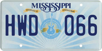 MS license plate HWD066